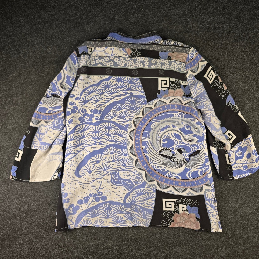 Citron Santa Monica Womens M Asian Inspired Print Button Up Blouse Shirt - Picture 4 of 15